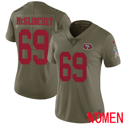 San Francisco 49ers Limited Olive Women Mike McGlinchey NFL Jersey 69 2017 Salute to